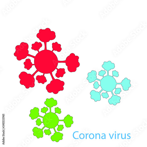 Corona attack concept, many red attacks isolated on white background