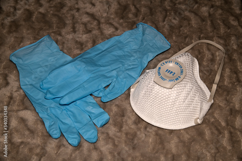 Covid 19 gloves and protective mask 