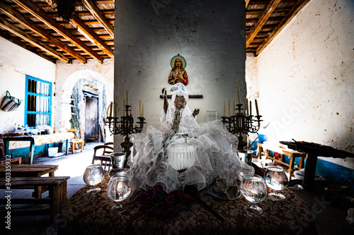 Interior of a Santeria temple of Trinidad, Cuba