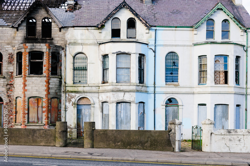 Burned out and derelict houses photo