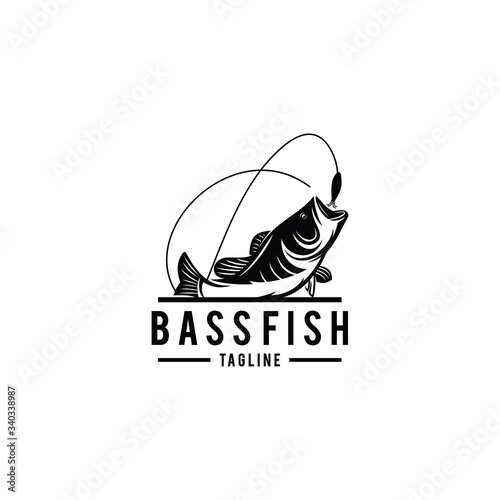 Bassfish Animal Ocean Sea Water Fishing Wildlife Illustration Freswater Nature Design Illustration