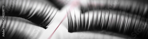 Set of false eyelashes in a box: close-up, extra macro, background, beauty salon concept
