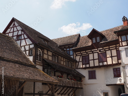 Houses of St. George monastery in STEIN am RHEIN town in Switzerland photo