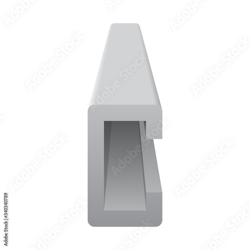 Steel product vector icon. C profile shape and long. That alloy of iron consist of carbon and high tensile strength.  Use as beam, frame, girder or structure in engineering and construction industry.