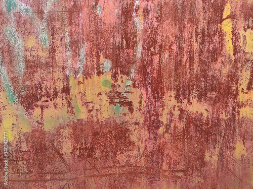 Corroded metal background. Rusty metal background with streaks of rust. Rust stains. Rystycorrosion.