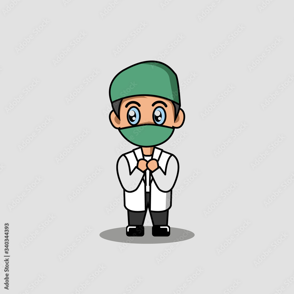 Illustration vector graphic cute doctor mascot cartoon character. Flat Cartoon Style
