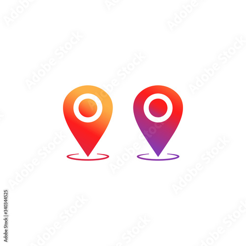 Free Download Geo pin, location icon in different colors or geolocation, gps, map pointer in social media instagram concept for applications, web, app. Isolated white background. EPS 10 vector. - GFXLoad