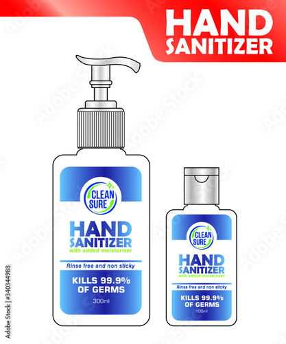 Hand sanitizer label design vector graphic template for packaging design.
