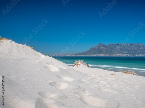 South Africa Bloubergstrand Beach with a stunning view to the Table Mountain
