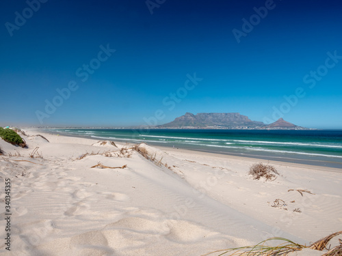 South Africa Bloubergstrand Beach with a stunning view to the Table Mountain photo