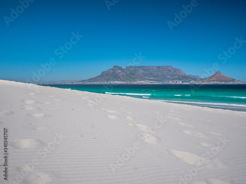 South Africa Bloubergstrand Beach with a stunning view to the Table Mountain