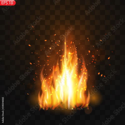 Realistic burning fire flames vector 