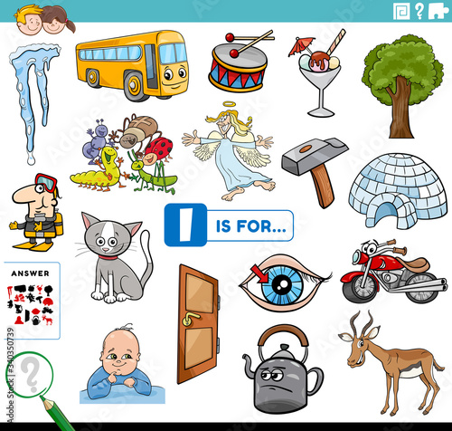 letter I words educational task for children