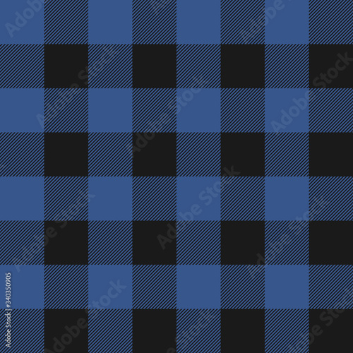 Lumberjack plaid seamless dark blue pattern. Vector illustration.
