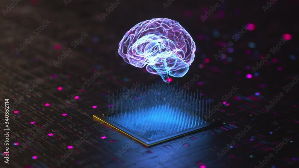 Artificial Intelligence AI / KI / Brain Hologram Animation