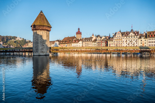 Lucerne reflected in the water in a sunny day © Alessio