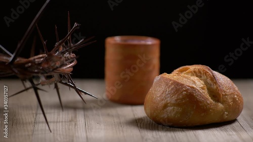 Crown of Thorns with cup of Wine and Bread. Wine, Christian
