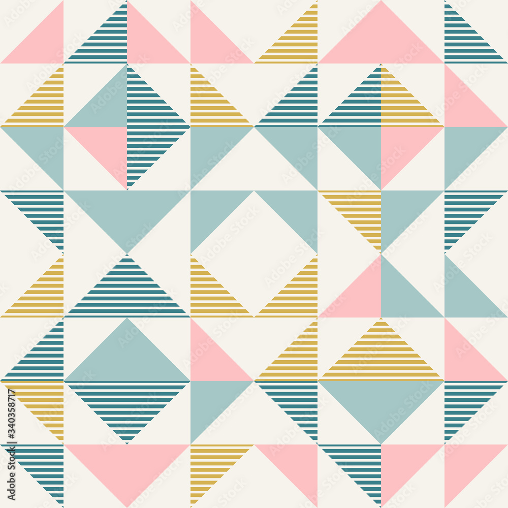 Abstract geometry in retro colors, diamond shapes geo pattern