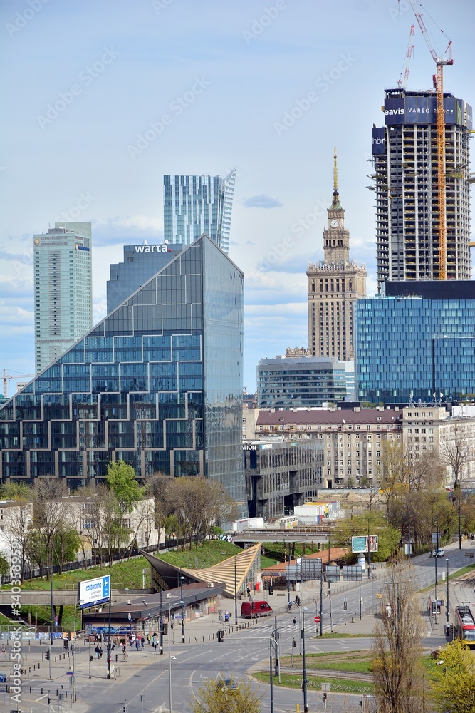 Aerial view of modern skyscrapers and buildings of the city. Aerial view of modern skyscrapers and buildings of the city.