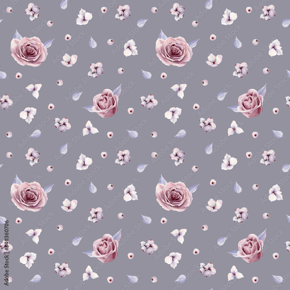 Naklejka premium watercolor flowers seamless pattern.