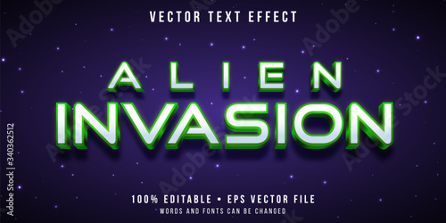 Fotobehang Editable text effect - alien invasion style