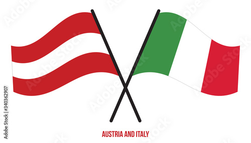 Austria and Italy Flags Crossed And Waving Flat Style. Official Proportion. Correct Colors