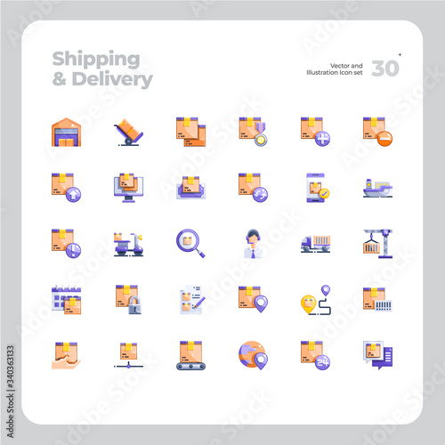Vector Flat Icons Set of Shipping and Delivery Icon. Design for Website, Mobile App and Printable Material. Easy to Edit & Customize.