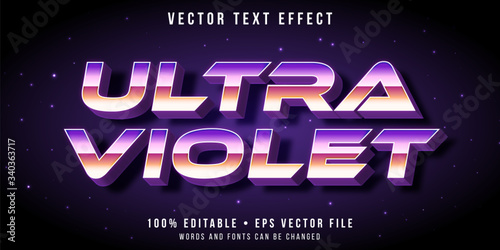 Editable text effect - ultraviolet retro style