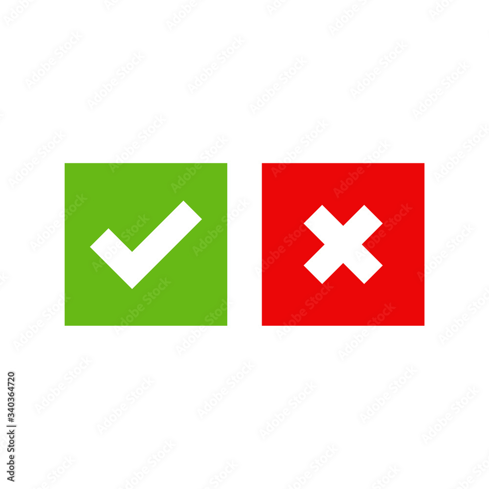 vector of check mark icon and cross icon in trendy flat design vector of check mark icon and cross icon in trendy flat design