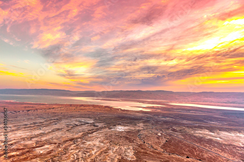 sunrise over ancient Masada fortress in Israel