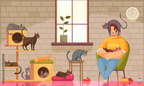 Pets Sitter House Composition