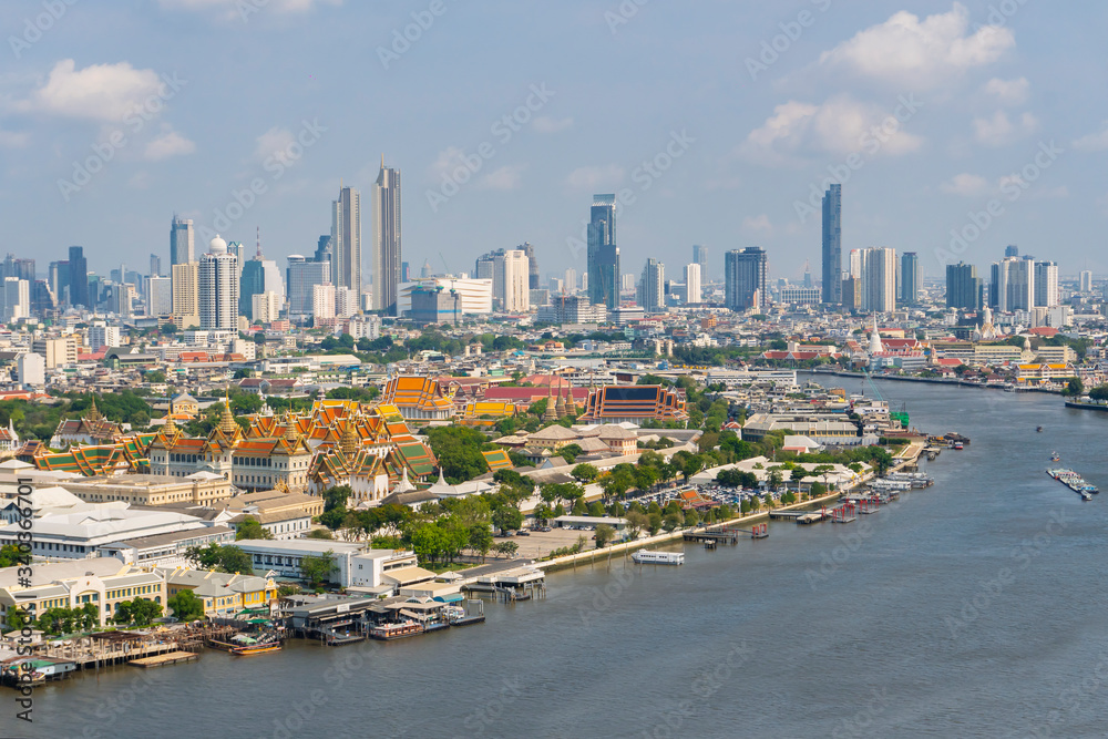 Aerial view of Bangkok river,Thailand