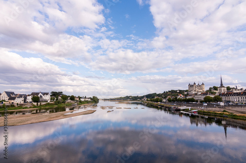 Exterior view of the beautiful city of Saumur with its castle in the Loire Valley, France (Europe)