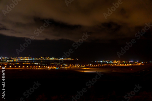 The night views of the Gelendzhik airport from height of bird's flight.