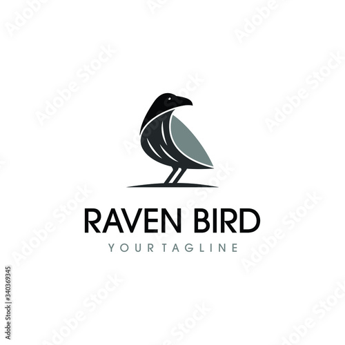 Raven bird logo vector design. Awesome a raven logo. A raven bird logotype.