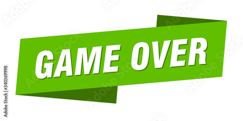 game over banner template. game over ribbon label sign