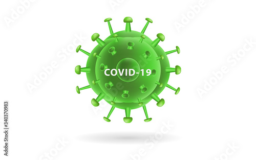Corona virus 2019-ncov. Graphic illustration 3d with green color and tentacle. Influenza pandemic virus.