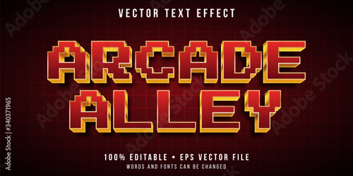 Editable text effect - golden arcade pixel style