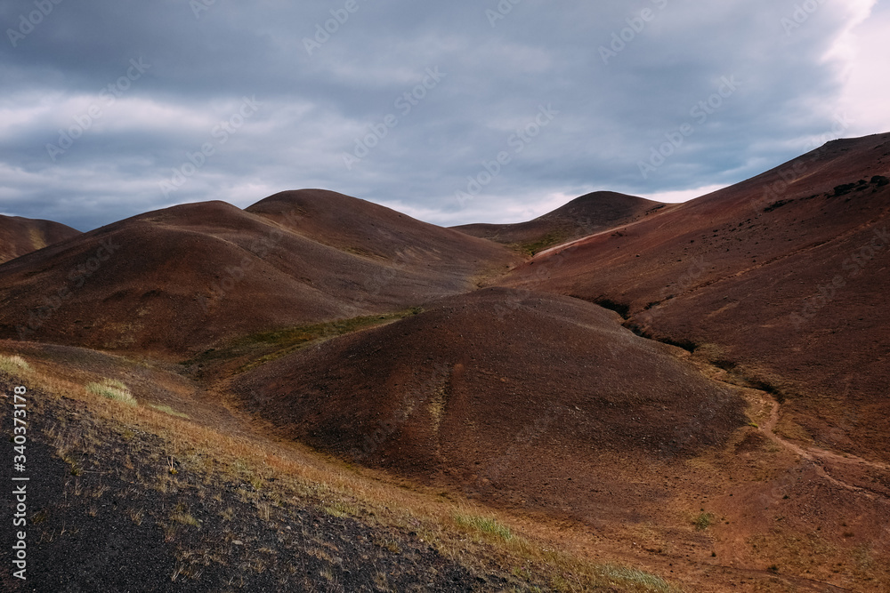 rock hills as a result of prehistoric volcanic activity in Iceland