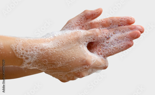 Washing hands with soap. Corona virus pandemic prevention wash hands with soap warm water and , rubbing nails and fingers washing frequently or using hand sanitizer gel