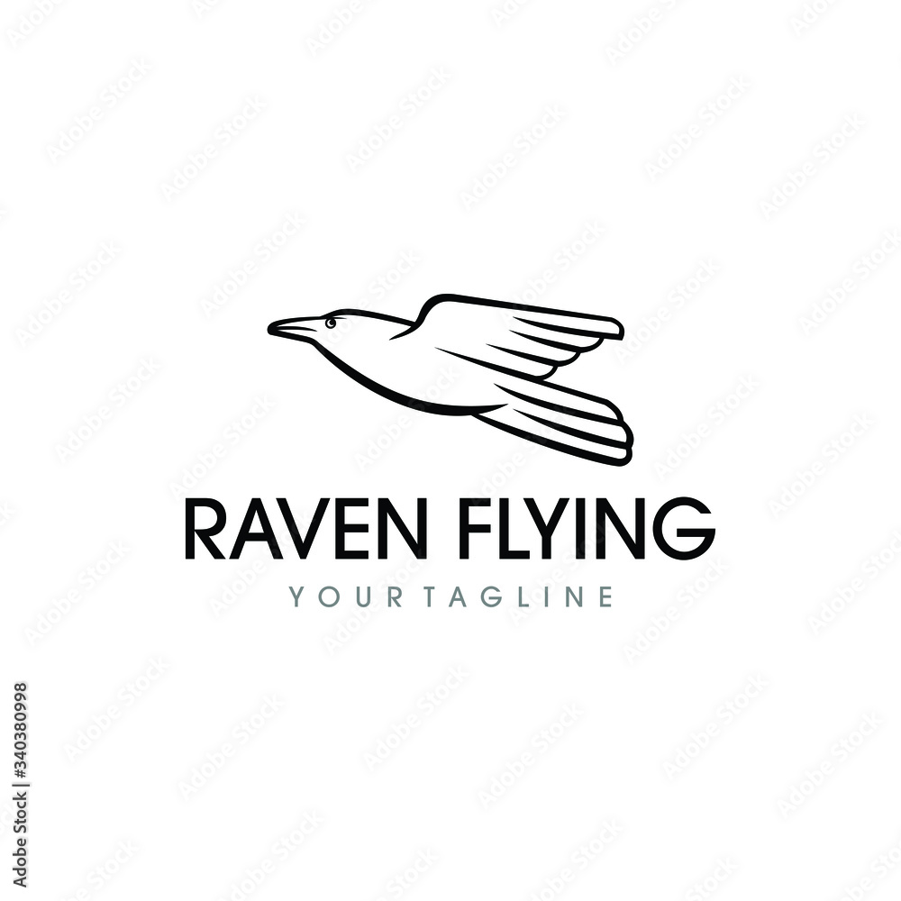 Raven bird logo vector design. Awesome a raven logo. A raven bird logotype. Raven bird logo vector design. Awesome a raven logo. A raven bird logotype.