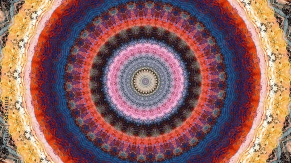 Beautiful Original Art therapy moving Mandala. Seamless loop psychotherapy. Geometric patterns to find or restore a sense of healthy mental balance. For yoga specialist, astrology, art therapist.