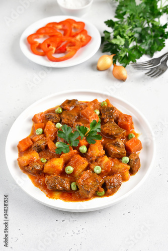 Fototapeta Naklejka Na Ścianę i Meble -  Beef stew with potatoes and carrots