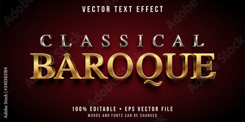 Editable text effect - gold and silver baroque style