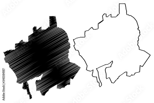 Bijeljina City (Bosnia and Herzegovina, Bosnia–Herzegovina, Republika Srpska) map vector illustration, scribble sketch City of Bijeljina map
