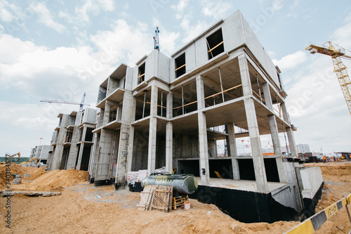  construction of a new house in a modern residential quarter with a European design