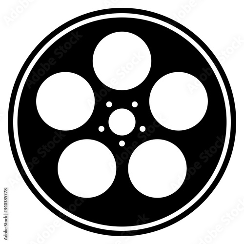 film reel canister in black and white