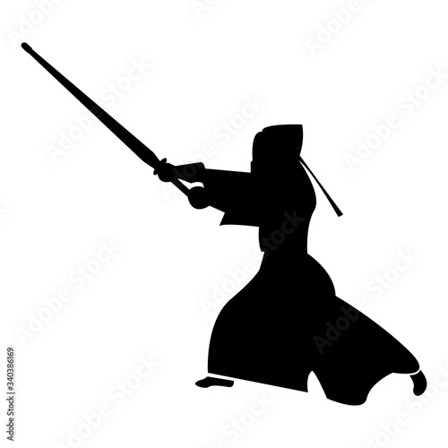 kendo martial artist swinging silhouette