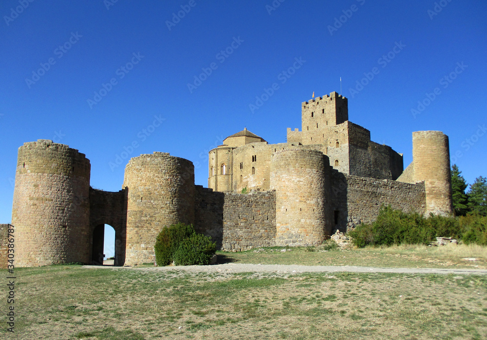 Romanesque Castle of Loarre (11th-12th Century) Church and Keep Tower. Aragon. Spain. 