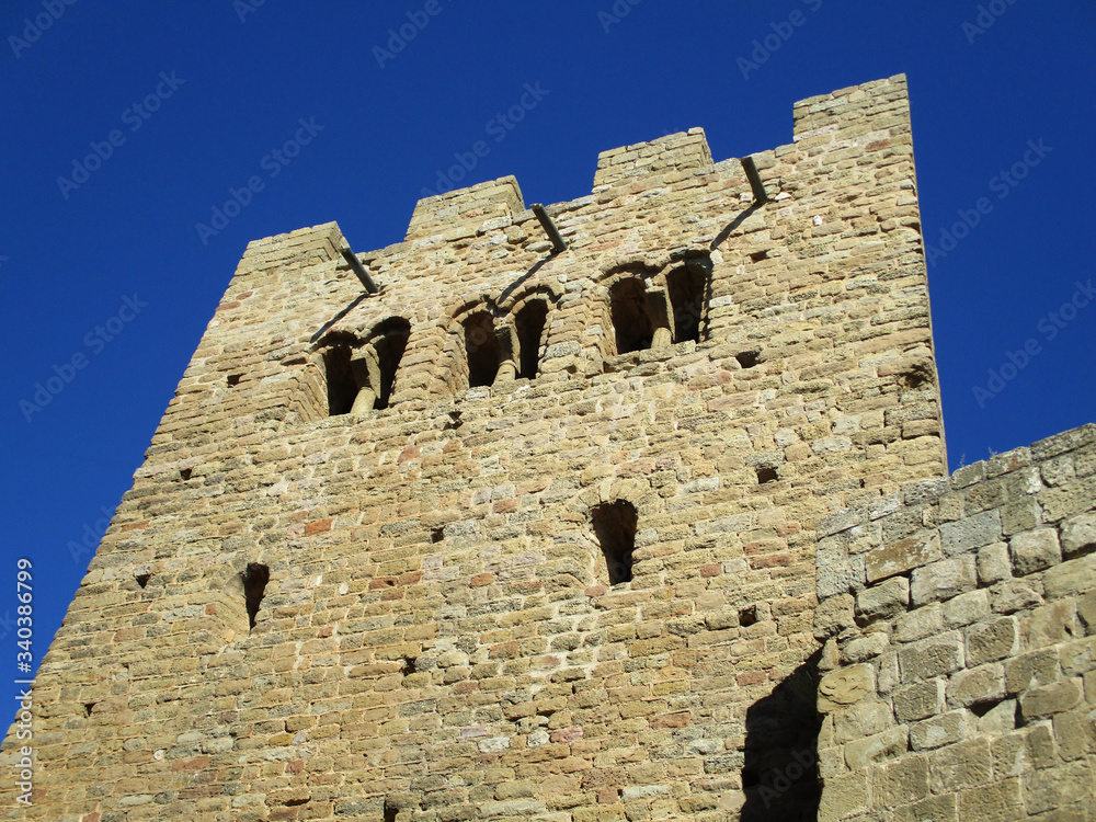 First Romanesque Queen Tower (11th Century) Castle of Loarre. Spain.